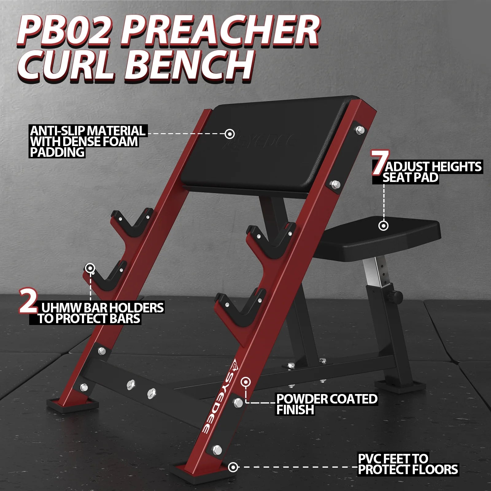Preacher Curl Bench, Bicep Curl Machine, Adjustable Seated Arm Isolated Barbell Dumbbell Bicep Station, Preacher Curl Weight Station with 2 Bar Holders for Arm Curl Strength Training Home Gym
