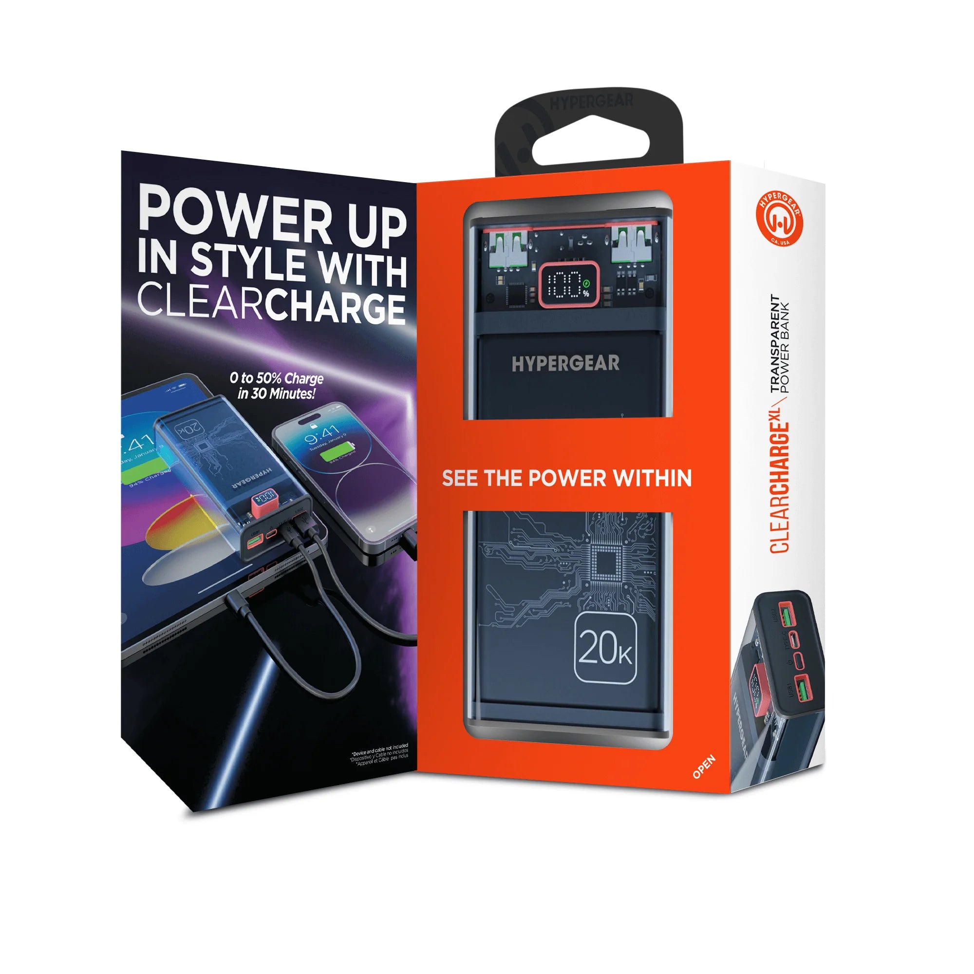 Hypergear Clearcharge XL 20000Mah Transparent PD Power Bank