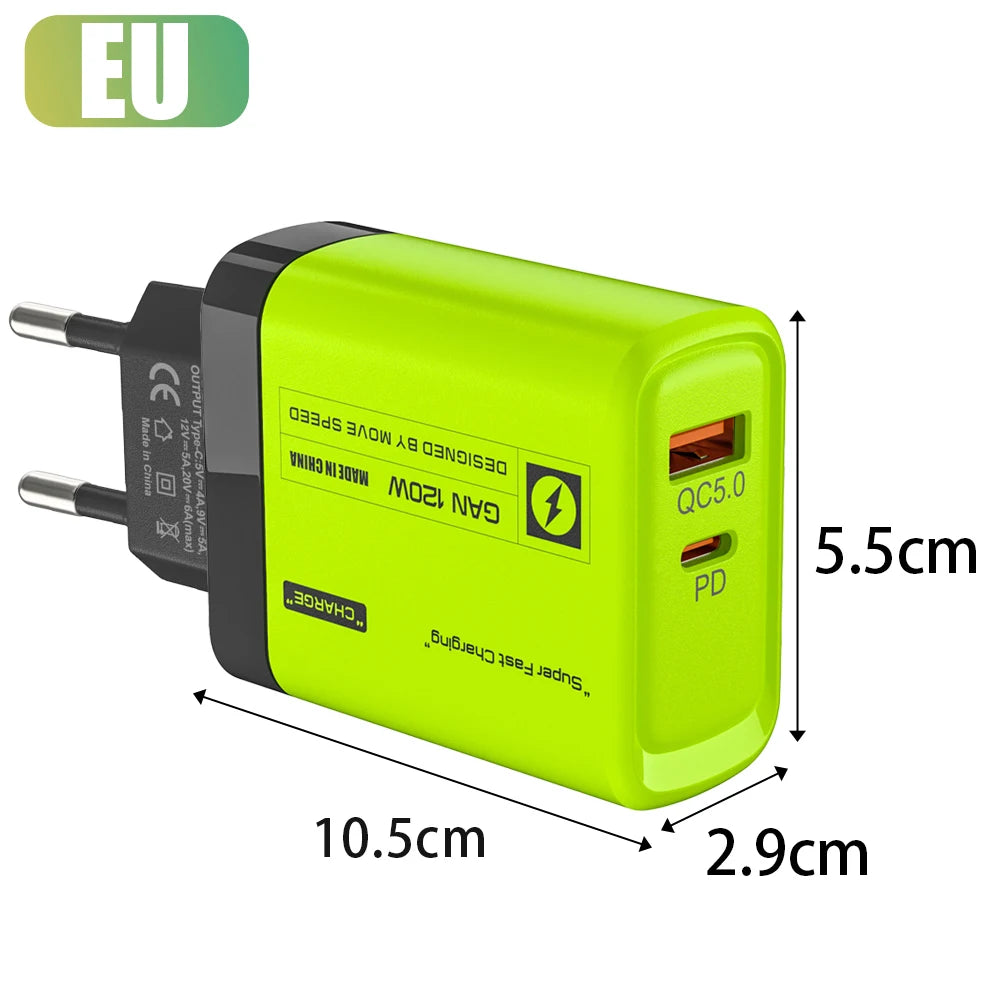 2 Ports, USB C PD Charger Quick Charge 3.0 Type C USB Phone Chargers Fast Charging Adapter For iPhone 15 14 Samsung Xiaomi Huawei