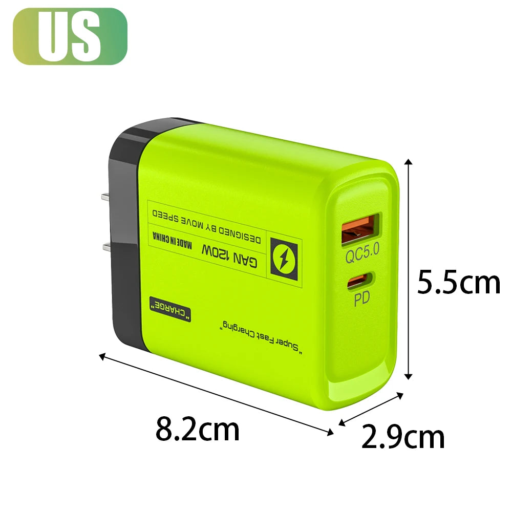 2 Ports, USB C PD Charger Quick Charge 3.0 Type C USB Phone Chargers Fast Charging Adapter For iPhone 15 14 Samsung Xiaomi Huawei
