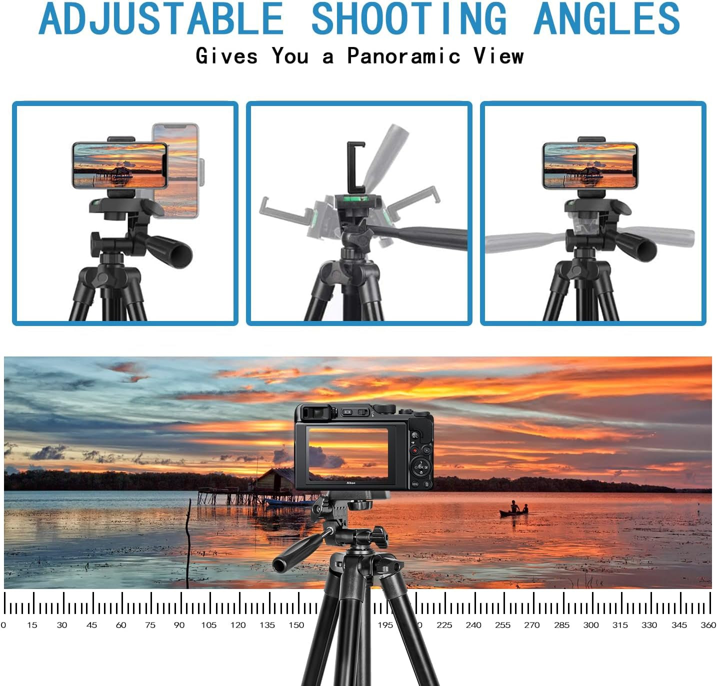 62" Phone Tripod,  Tripod for Iphone with Remote Shutter and Universal Clip, Compatible with Iphone/Android/Sport Camera Perfect for Video Recording/Selfies/Live Stream/Vlogging