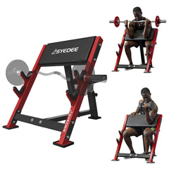 Preacher Curl Bench, Bicep Curl Machine, Adjustable Seated Arm Isolated Barbell Dumbbell Bicep Station, Preacher Curl Weight Station with 2 Bar Holders for Arm Curl Strength Training Home Gym