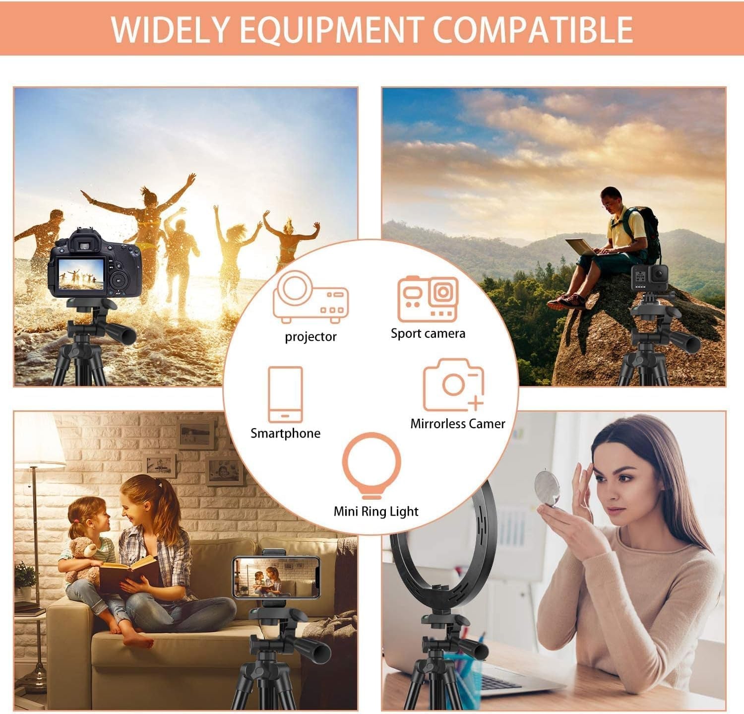 62" Phone Tripod,  Tripod for Iphone with Remote Shutter and Universal Clip, Compatible with Iphone/Android/Sport Camera Perfect for Video Recording/Selfies/Live Stream/Vlogging