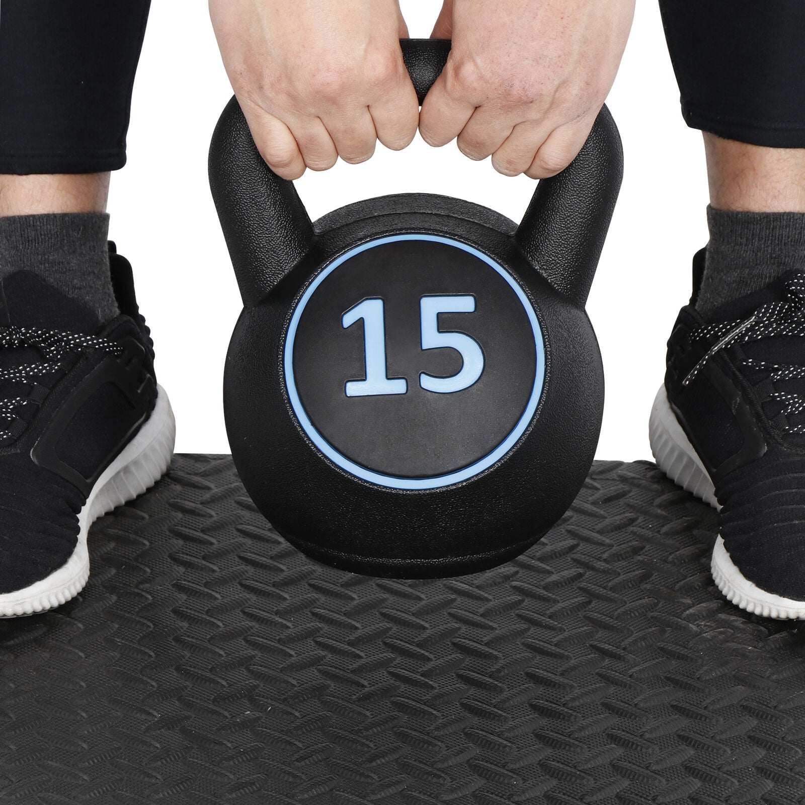 3-Piece Kettlebell Set with Storage Rack 5Lb 10Lb 15Lb Weight for Home Gym